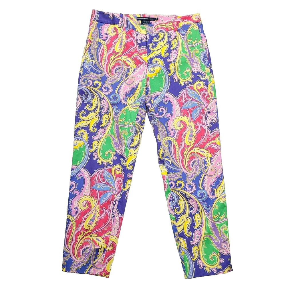 Ralph‎ Lauren Golf Women's Paisley Pants Sz 6 Bright Preppy Resort Style